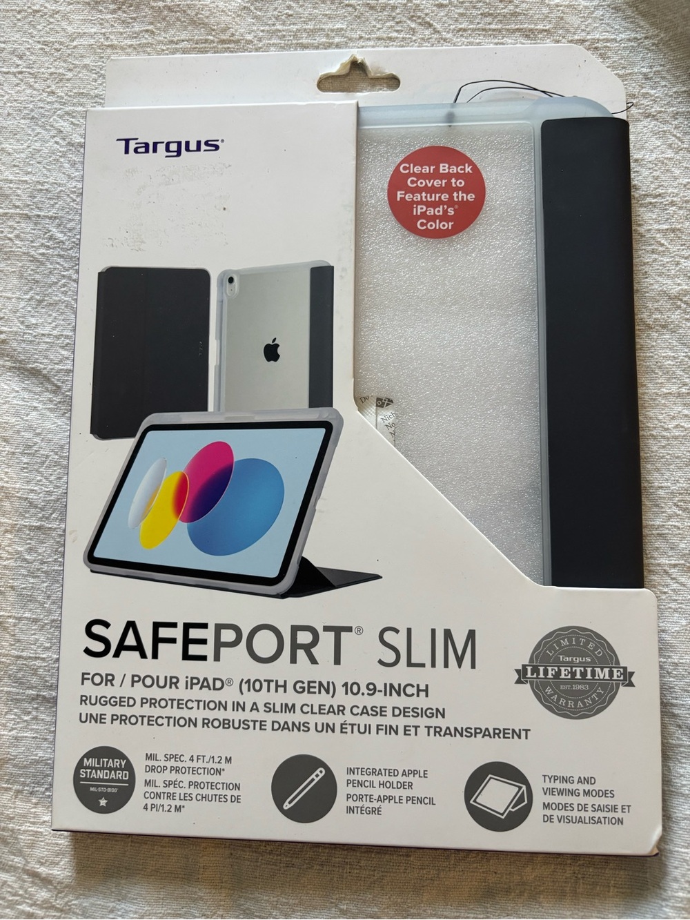 Targus Clear Back iPad Case with Black Spine for 10tj gen 10.9”